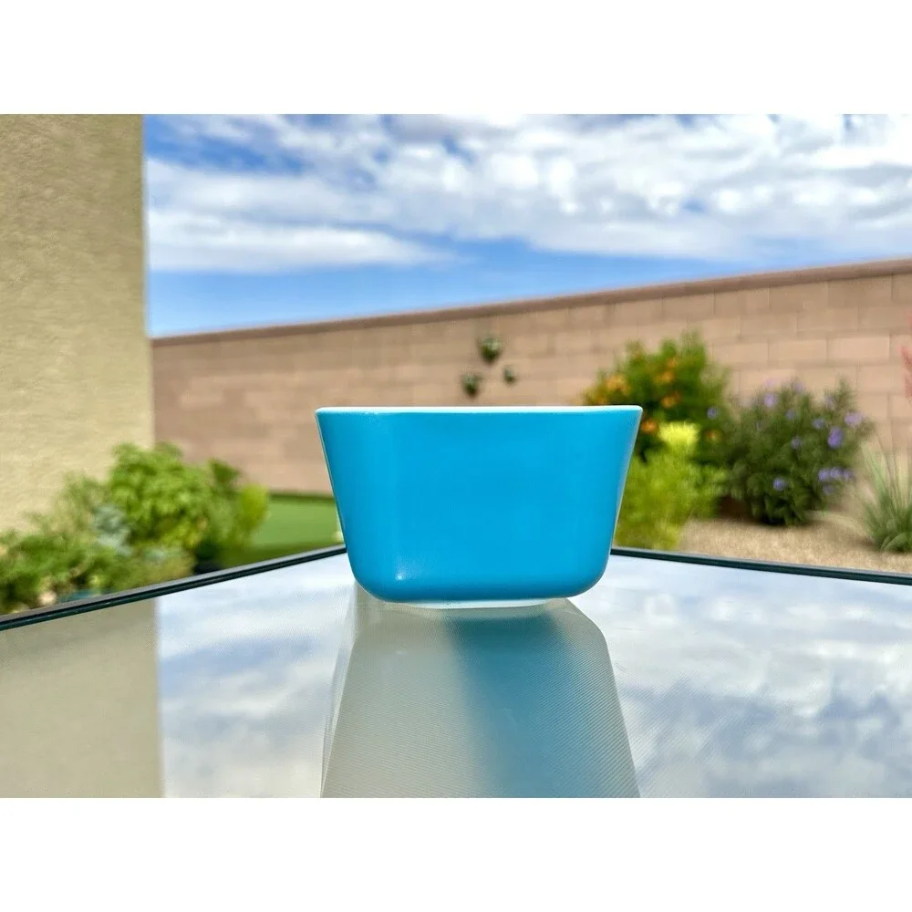 Vintage PYREX 502-B Refrigerator Dish Turquoise Blue NO Lid Fridgie Milk Glass